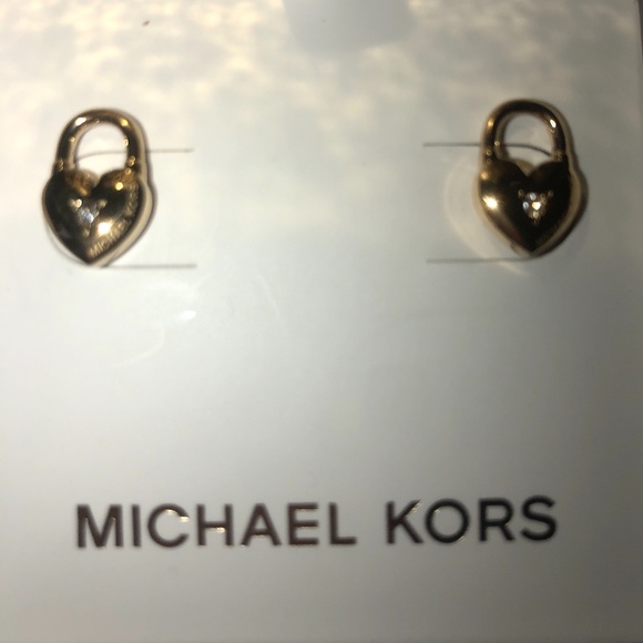 NIB Michael Kors Heart 💛🔒Padlock Stud Earrings - Picture 2 of 4